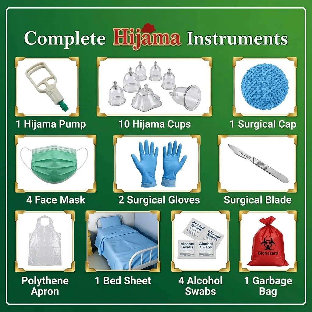 Hijama Special 10 in 1 Kit Imported Green Cupping Therapy Set with Accessories
