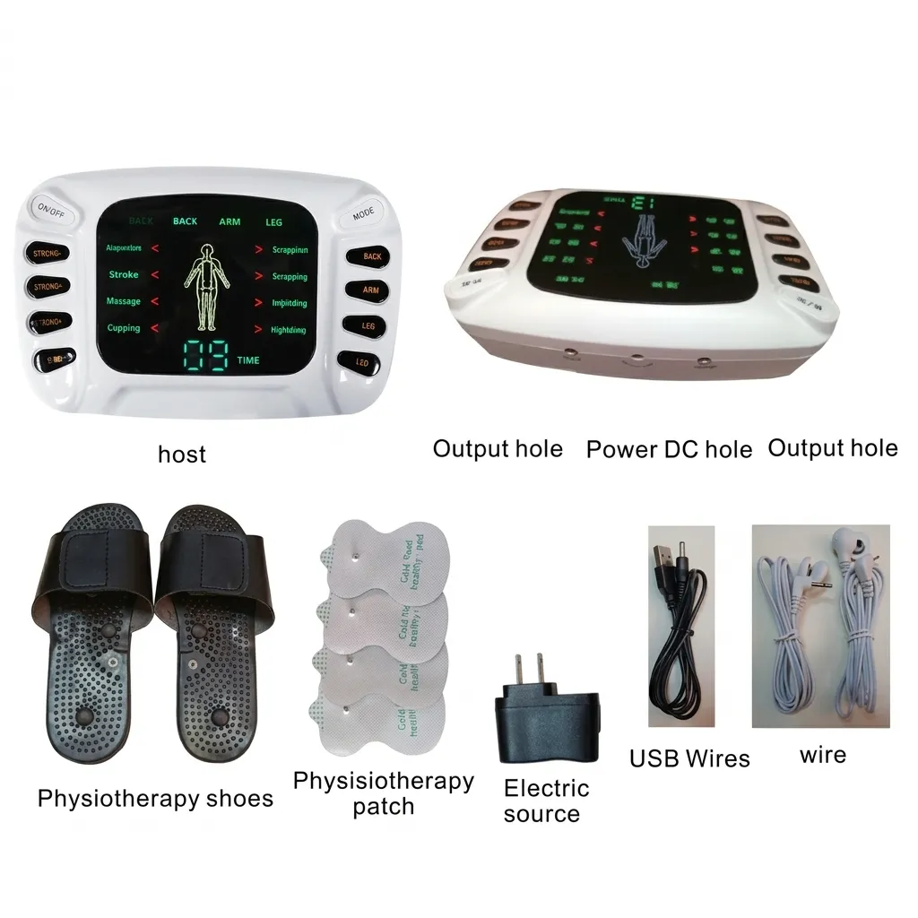 Electronic Pulse Massager Therapy Machine – Full Body Pain Relief Device with LCD Display, Electrode Pads, Massage Slippers & Multiple Modes – Nerve, Muscle & Acupressure Stimulator Kit