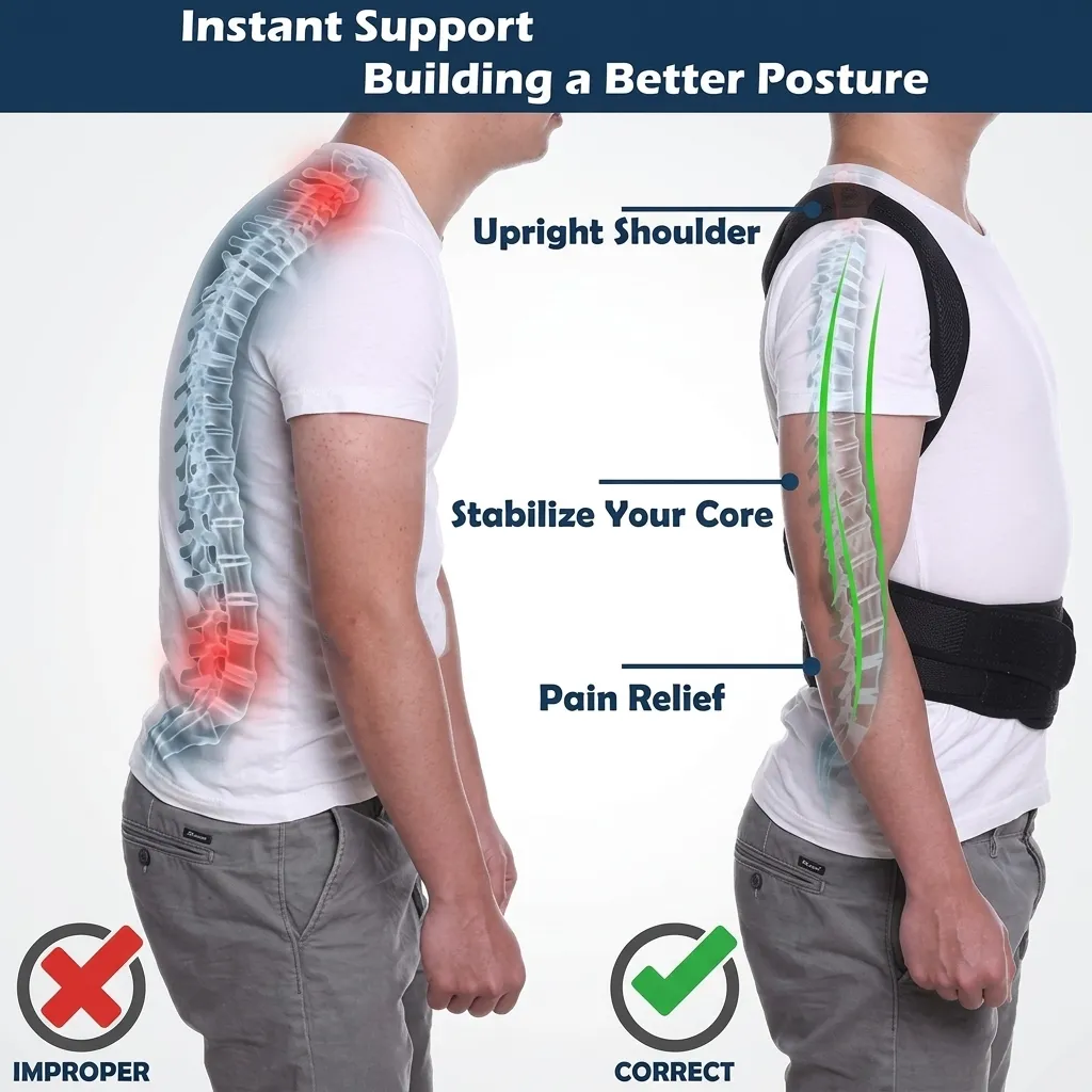 Adjustable Back Posture Corrector for Men & Women – Comfortable and Breathable Support Brace