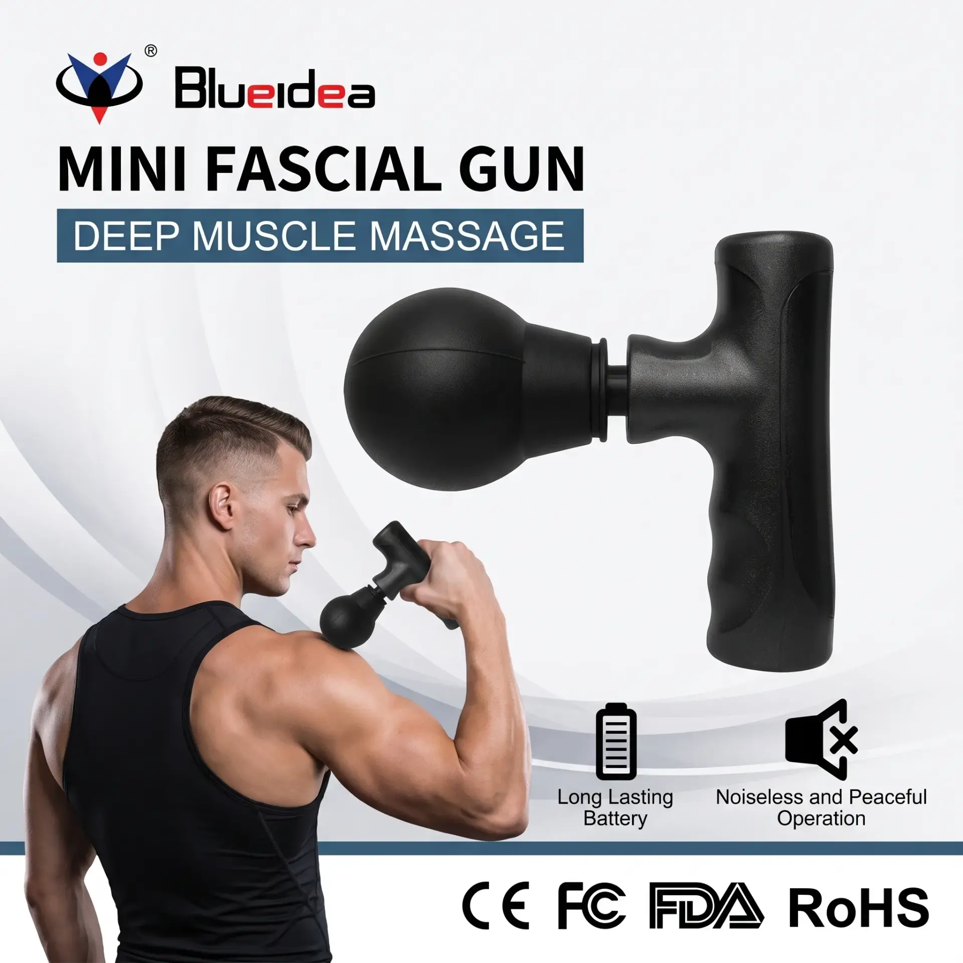 Black Mini Facial Gun – Portable Deep Muscle & Face Massager for Gym and Home Use
