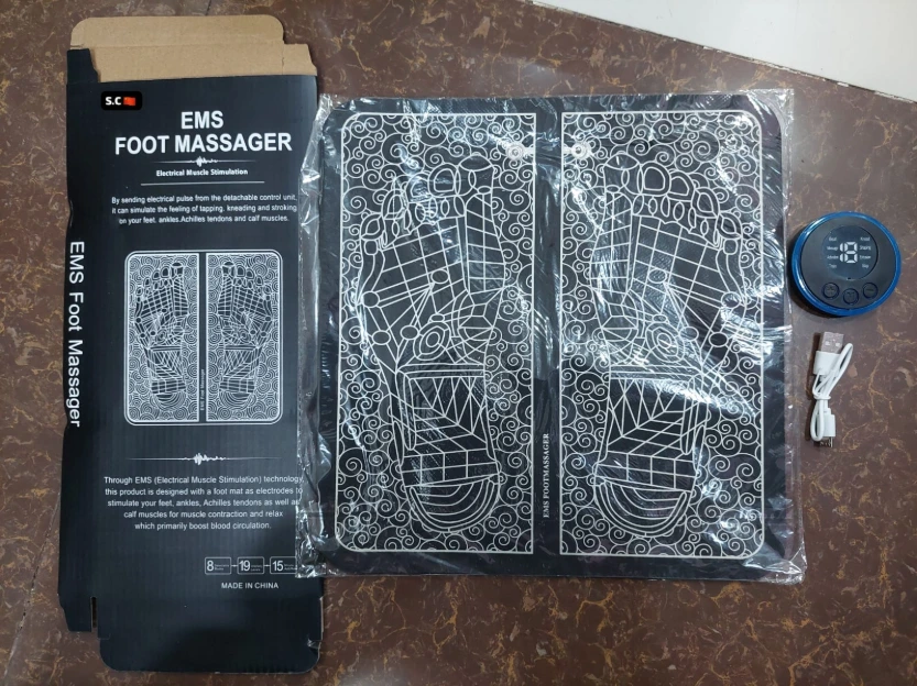 EMS Foot Massager Mat Electric USB Charging Smart Display Tens Acupuncture Feet Cushion Blood Circulation Pad Health Care Home