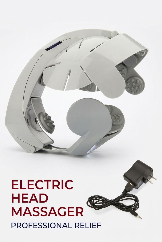 Electromagnet Electric Head Massager Digital Treatment Vibration Head Helmet Health Spa Brain pstress Pain Relief Massage Relax Easy Acupuncture Point (non rechargeable)